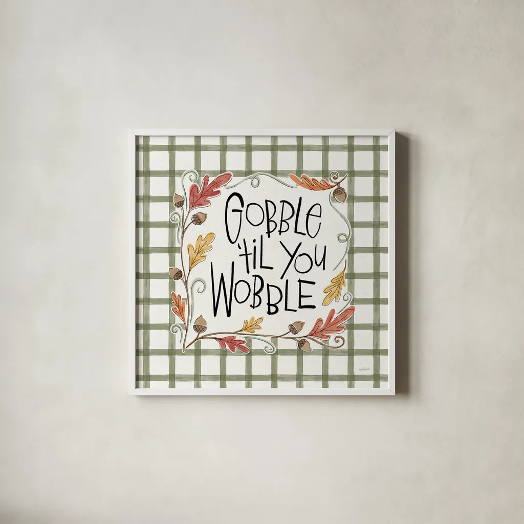 Harvest Fun V by Anne Tavoletti. Shown in a crisp white glass frame for a clean and minimalist style. Available as an archival giclee rolled canvas, fine art paper, or poster print. SKU 87204a.