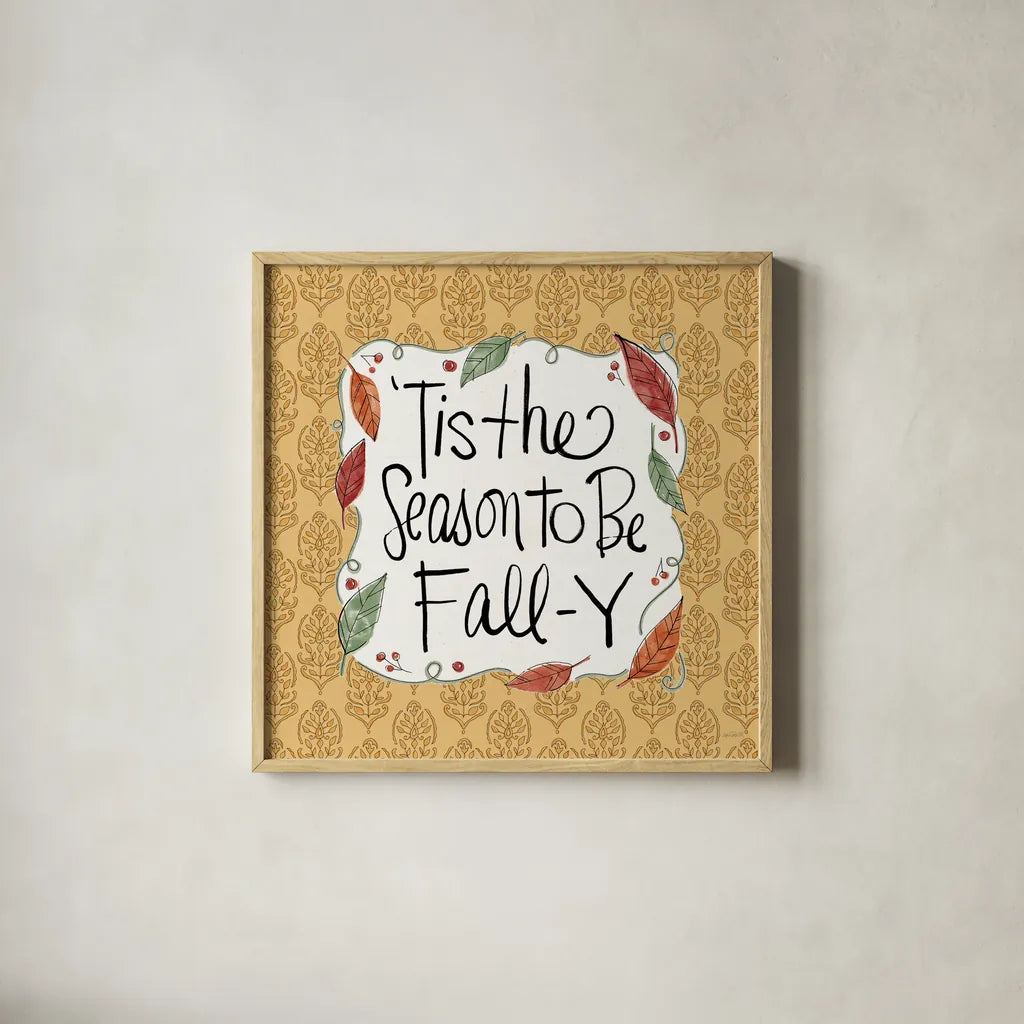 Harvest Fun XI by Anne Tavoletti. Shown in a natural wood glass frame for a timeless modern aesthetic. Available as an archival giclee rolled canvas, fine art paper, or poster print. SKU 95647a.