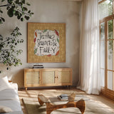 Harvest Fun XI by Anne Tavoletti. Shown in a natural wood frame in a cozy modern living room. Available as an archival giclee rolled canvas, fine art paper, or poster print. SKU 95647a.