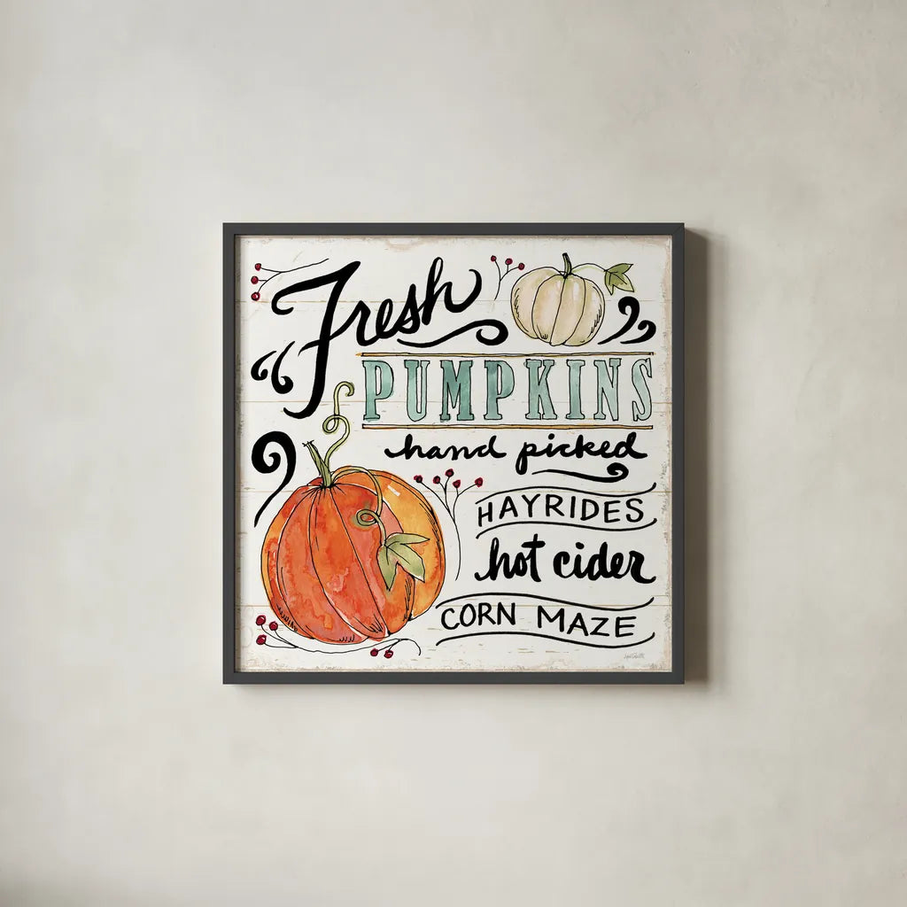 Harvest Times IV by Anne Tavoletti. Shown in a sleek black glass frame for a contemporary gallery look. Available as an archival giclee rolled canvas, fine art paper, or poster print. SKU 58003a.