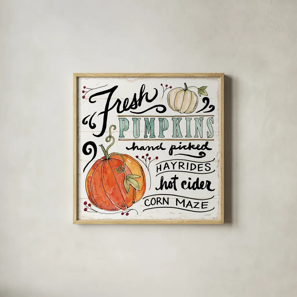 Harvest Times IV by Anne Tavoletti. Shown in a natural wood glass frame for a timeless modern aesthetic. Available as an archival giclee rolled canvas, fine art paper, or poster print. SKU 58003a.