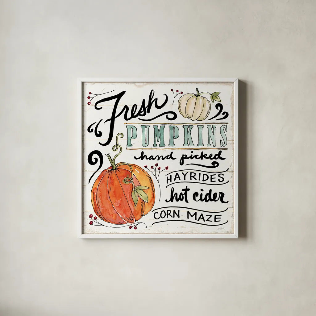 Harvest Times IV by Anne Tavoletti. Shown in a crisp white glass frame for a clean and minimalist style. Available as an archival giclee rolled canvas, fine art paper, or poster print. SKU 58003a.