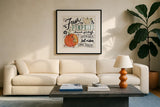 Harvest Times IV by Anne Tavoletti. Displayed in a glass frame with matte in a clean modern living room. Available as an archival giclee rolled canvas, fine art paper, or poster print. SKU 58003a.