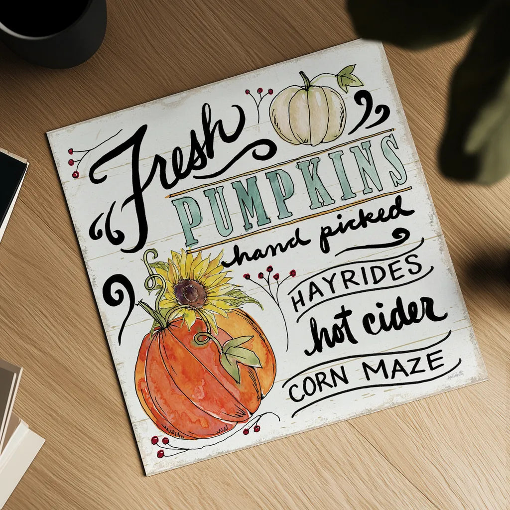 Harvest Times IV Sunflower by Anne Tavoletti. Shown as a detailed flat fine art print, highlighting archival giclee quality. Available as an archival giclee rolled canvas, fine art paper, or poster print. SKU 58592a.