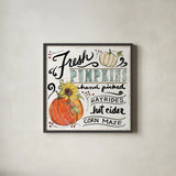 Harvest Times IV Sunflower by Anne Tavoletti. Shown in a sleek black glass frame for a contemporary gallery look. Available as an archival giclee rolled canvas, fine art paper, or poster print. SKU 58592a.