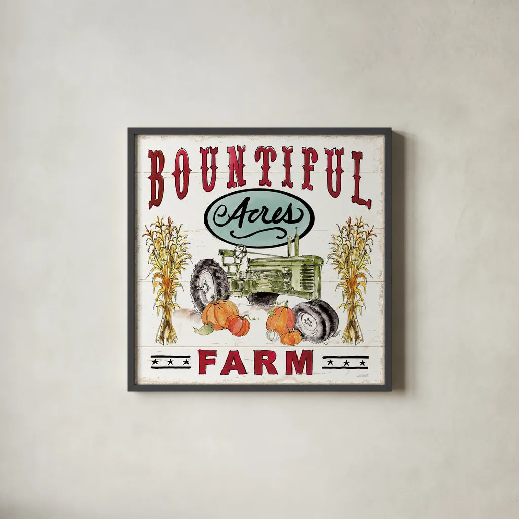 Harvest Times VI by Anne Tavoletti. Shown in a sleek black glass frame for a contemporary gallery look. Available as an archival giclee rolled canvas, fine art paper, or poster print. SKU 58005a.