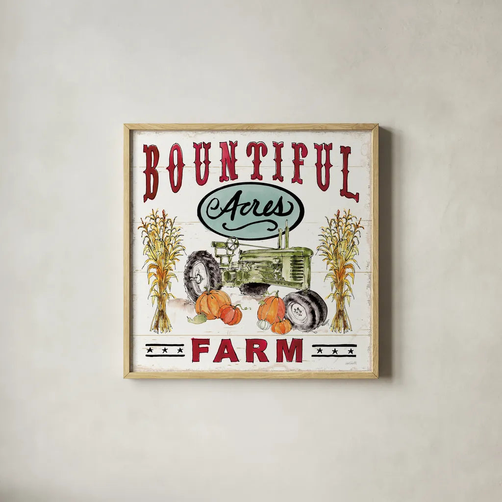 Harvest Times VI by Anne Tavoletti. Shown in a natural wood glass frame for a timeless modern aesthetic. Available as an archival giclee rolled canvas, fine art paper, or poster print. SKU 58005a.