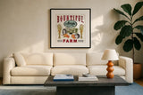 Harvest Times VI by Anne Tavoletti. Displayed in a glass frame with matte in a clean modern living room. Available as an archival giclee rolled canvas, fine art paper, or poster print. SKU 58005a.