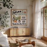 Harvest Times X by Anne Tavoletti. Shown in a natural wood frame in a cozy modern living room. Available as an archival giclee rolled canvas, fine art paper, or poster print. SKU 63847a.