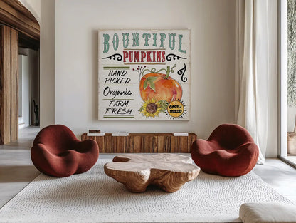 Harvest Times XI by Anne Tavoletti. Shown as extra-large giant wall art in a modern living room. Available as an archival giclee rolled canvas, fine art paper, or poster print. SKU 63848a.