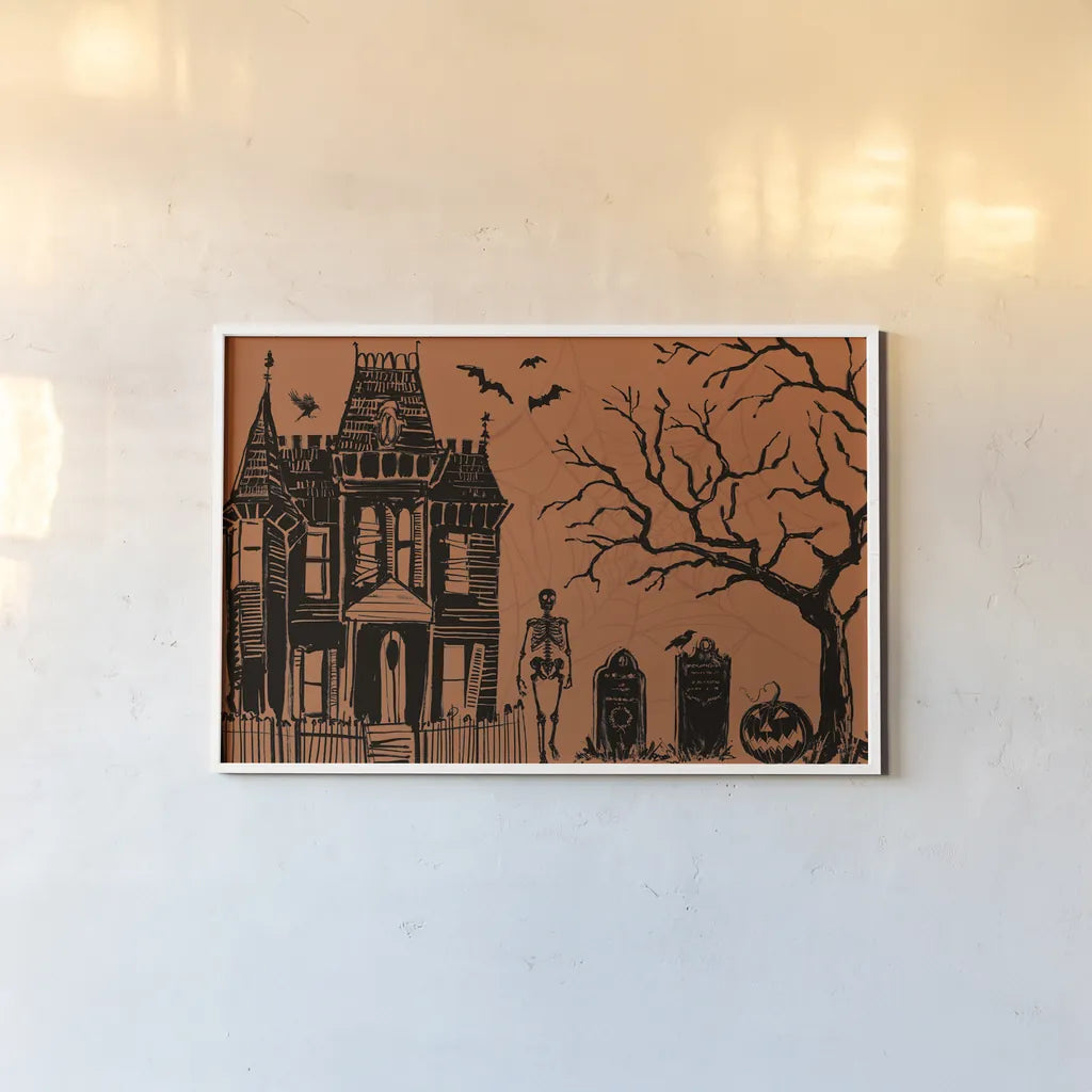 Haunted I by Anne Tavoletti. shown as a paper print in a white frame. Available as a archival giclee rolled canvas, fine art paper, or poster print. SKU 80936i.