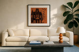 Haunted IV by Anne Tavoletti. Displayed in a glass frame with matte in a clean modern living room. Available as an archival giclee rolled canvas, fine art paper, or poster print. SKU 80939a.