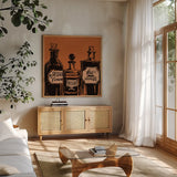 Haunted IX by Anne Tavoletti. Shown in a natural wood frame in a cozy modern living room. Available as an archival giclee rolled canvas, fine art paper, or poster print. SKU 80944a.