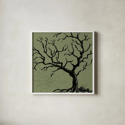 Haunted V by Anne Tavoletti. Shown in a crisp white glass frame for a clean and minimalist style. Available as an archival giclee rolled canvas, fine art paper, or poster print. SKU 80940a.