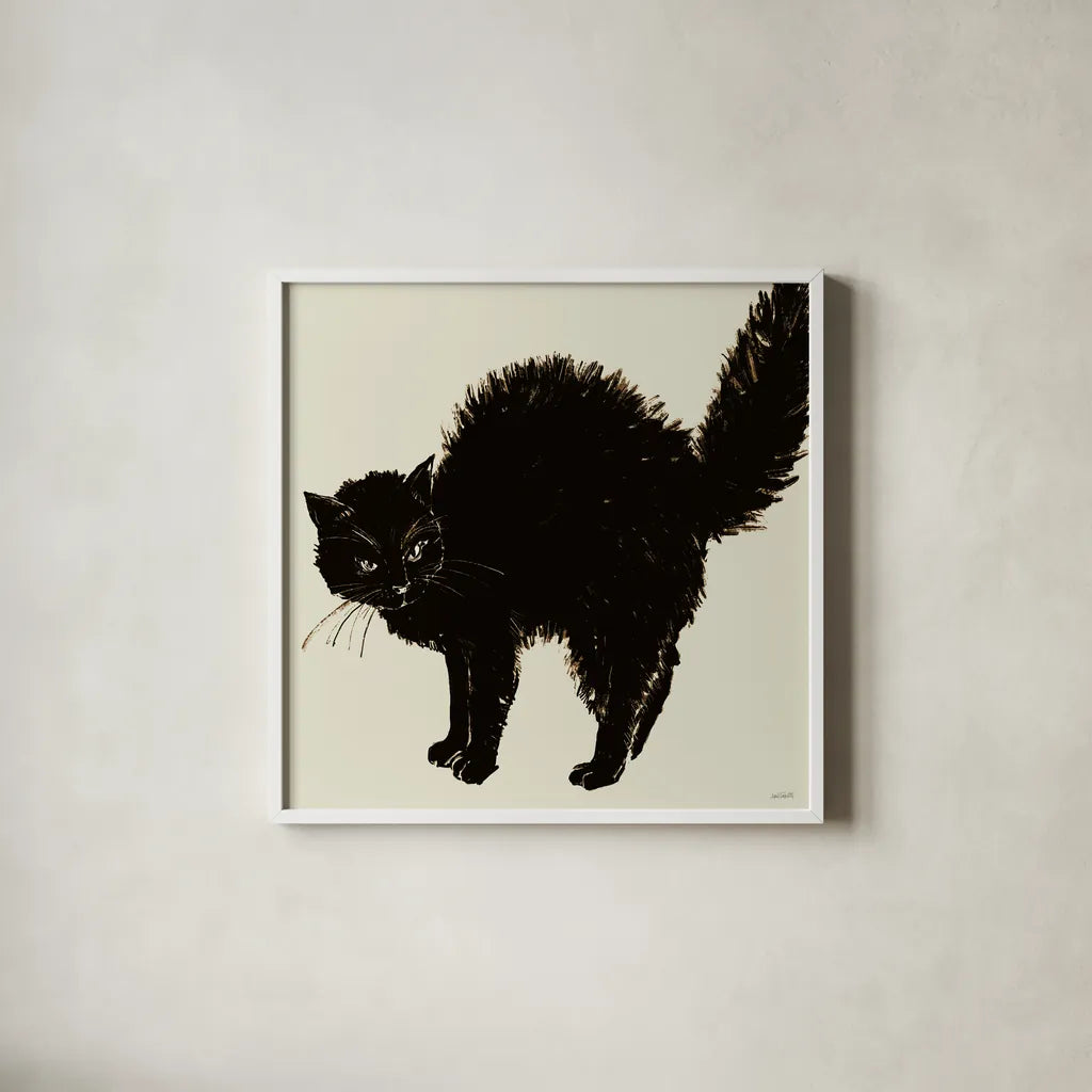 Haunted VII on Cream by Anne Tavoletti. Shown in a crisp white glass frame for a clean and minimalist style. Available as an archival giclee rolled canvas, fine art paper, or poster print. SKU 90752a.