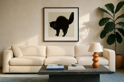 Haunted VII on Cream by Anne Tavoletti. Displayed in a glass frame with matte in a clean modern living room. Available as an archival giclee rolled canvas, fine art paper, or poster print. SKU 90752a.