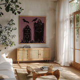 Haunted VIII by Anne Tavoletti. Shown in a natural wood frame in a cozy modern living room. Available as an archival giclee rolled canvas, fine art paper, or poster print. SKU 80943a.