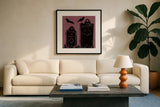 Haunted VIII by Anne Tavoletti. Displayed in a glass frame with matte in a clean modern living room. Available as an archival giclee rolled canvas, fine art paper, or poster print. SKU 80943a.