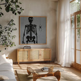 Haunted XI by Anne Tavoletti. Shown in a natural wood frame in a cozy modern living room. Available as an archival giclee rolled canvas, fine art paper, or poster print. SKU 80946a.
