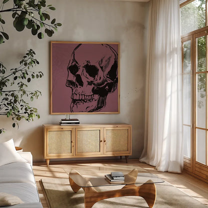 Haunted XIII by Anne Tavoletti. Shown in a natural wood frame in a cozy modern living room. Available as an archival giclee rolled canvas, fine art paper, or poster print. SKU 80948a.