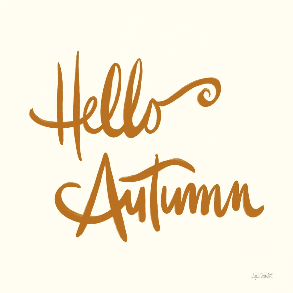 Hello Autumn I on Cream by Anne Tavoletti. SKU 75093a. Archival Giclee Fine art print for wall decor.