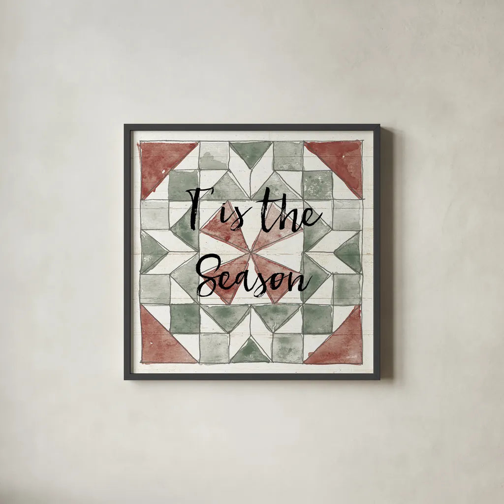 Holiday Farm Memories XII by Anne Tavoletti. Shown in a sleek black glass frame for a contemporary gallery look. Available as an archival giclee rolled canvas, fine art paper, or poster print. SKU 64871a.