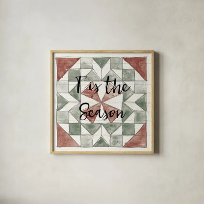 Holiday Farm Memories XII by Anne Tavoletti. Shown in a natural wood glass frame for a timeless modern aesthetic. Available as an archival giclee rolled canvas, fine art paper, or poster print. SKU 64871a.