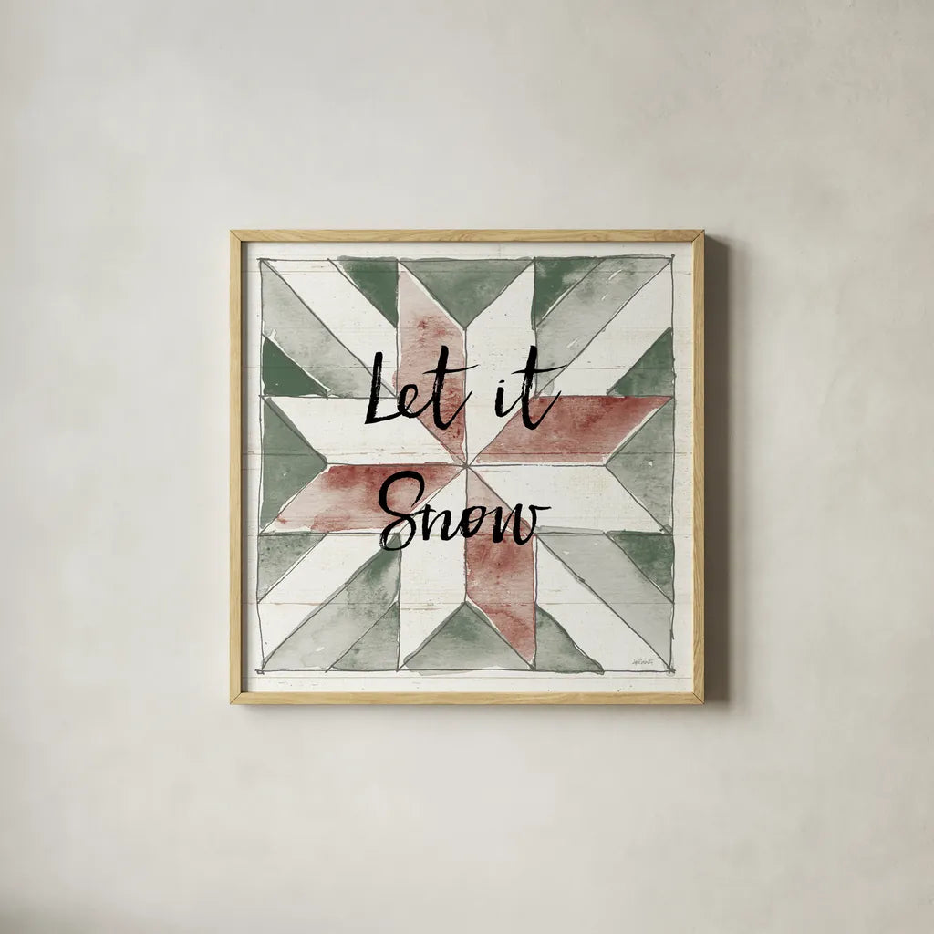 Holiday Farm Memories XIV by Anne Tavoletti. Shown in a natural wood glass frame for a timeless modern aesthetic. Available as an archival giclee rolled canvas, fine art paper, or poster print. SKU 64872a.