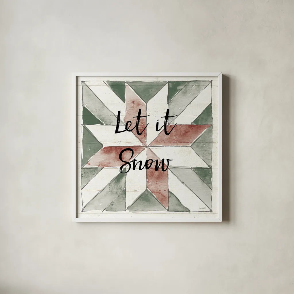 Holiday Farm Memories XIV by Anne Tavoletti. Shown in a crisp white glass frame for a clean and minimalist style. Available as an archival giclee rolled canvas, fine art paper, or poster print. SKU 64872a.