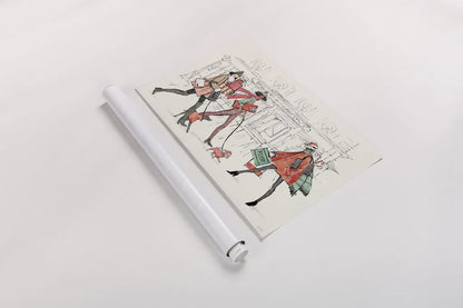 Holiday Fashionistas I by Anne Tavoletti. shown as a rolled paper print. Available as archival giclee rolled canvas, fine art paper, or poster print. SKU 83920i.