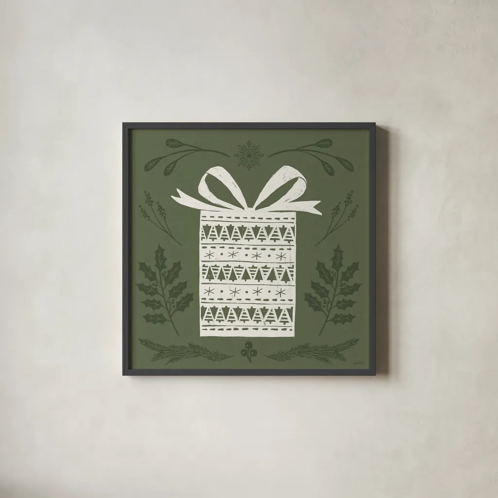 Holiday Form I by Anne Tavoletti. Shown in a sleek black glass frame for a contemporary gallery look. Available as an archival giclee rolled canvas, fine art paper, or poster print. SKU 95865a.