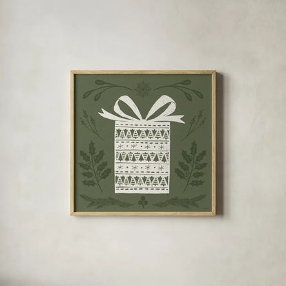 Holiday Form I by Anne Tavoletti. Shown in a natural wood glass frame for a timeless modern aesthetic. Available as an archival giclee rolled canvas, fine art paper, or poster print. SKU 95865a.