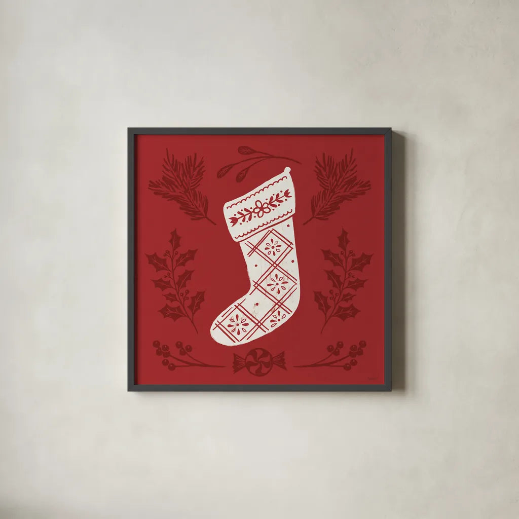 Holiday Form II by Anne Tavoletti. Shown in a sleek black glass frame for a contemporary gallery look. Available as an archival giclee rolled canvas, fine art paper, or poster print. SKU 95867a.