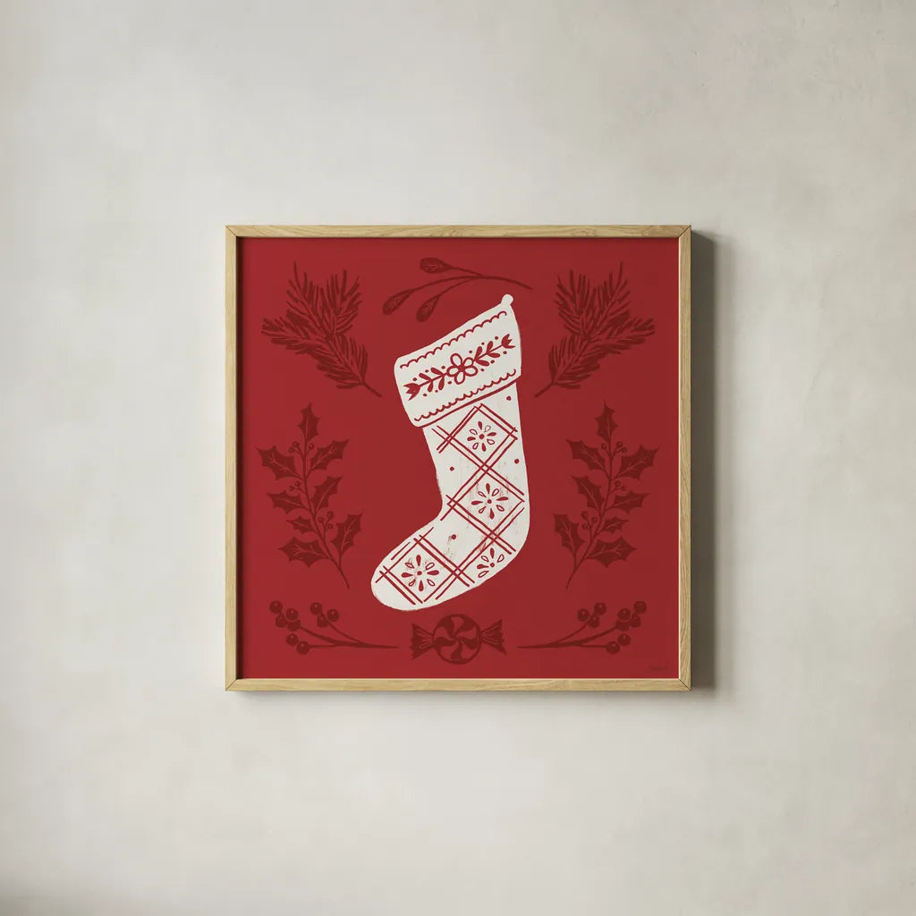 Holiday Form II by Anne Tavoletti. Shown in a natural wood glass frame for a timeless modern aesthetic. Available as an archival giclee rolled canvas, fine art paper, or poster print. SKU 95867a.