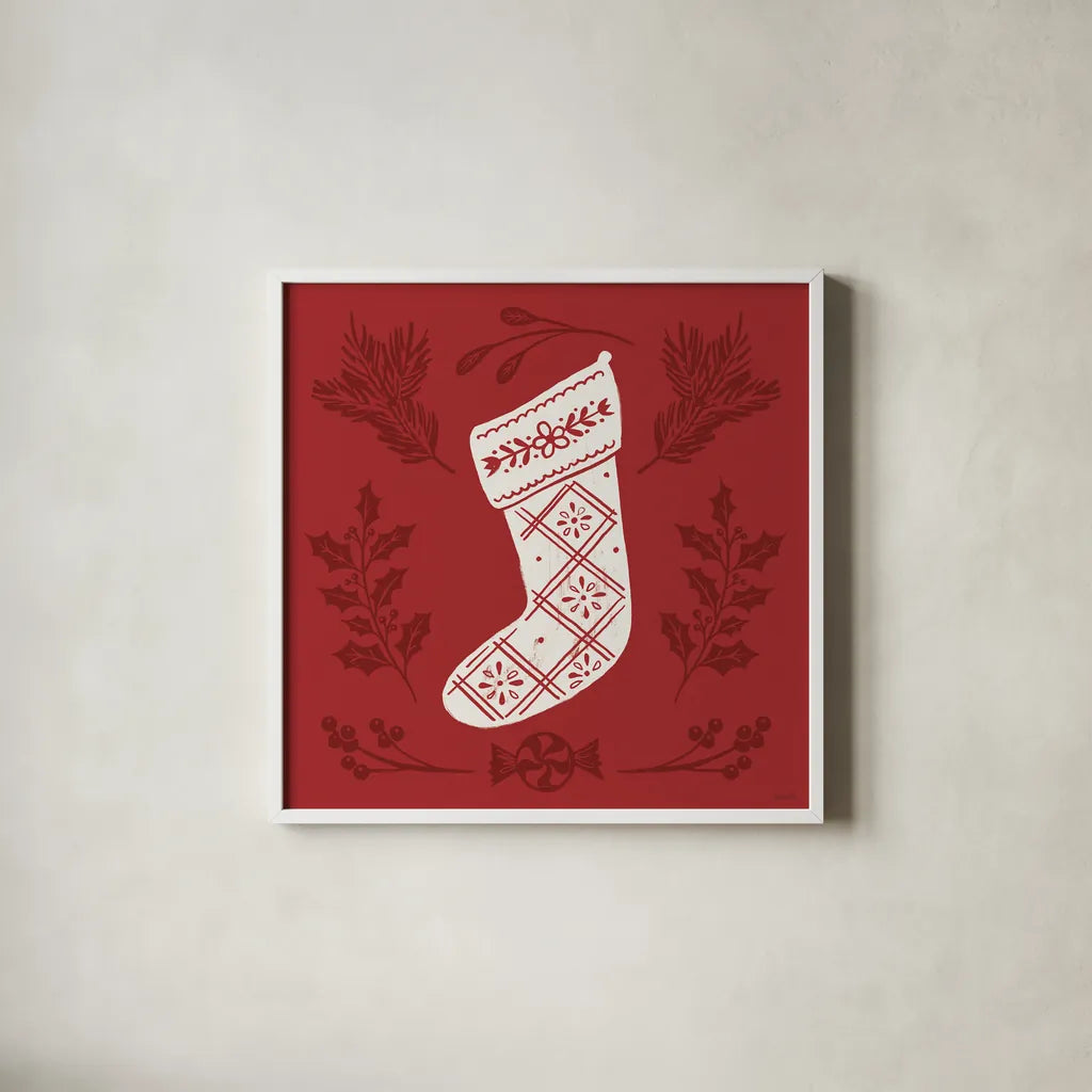 Holiday Form II by Anne Tavoletti. Shown in a crisp white glass frame for a clean and minimalist style. Available as an archival giclee rolled canvas, fine art paper, or poster print. SKU 95867a.