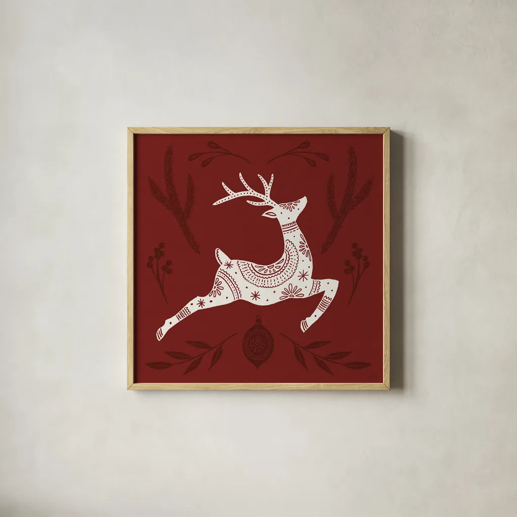 Holiday Form III by Anne Tavoletti. Shown in a natural wood glass frame for a timeless modern aesthetic. Available as an archival giclee rolled canvas, fine art paper, or poster print. SKU 95869a.