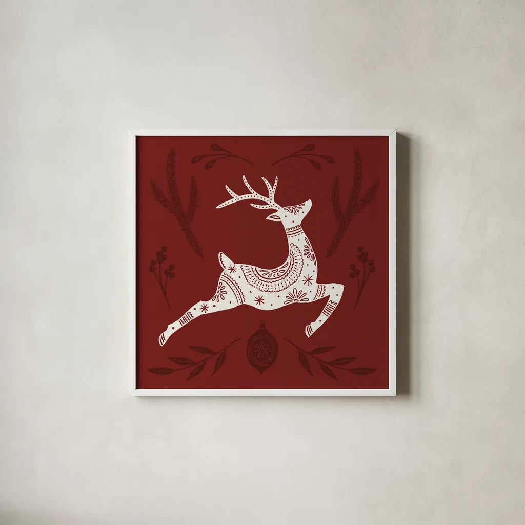 Holiday Form III by Anne Tavoletti. Shown in a crisp white glass frame for a clean and minimalist style. Available as an archival giclee rolled canvas, fine art paper, or poster print. SKU 95869a.