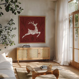Holiday Form III by Anne Tavoletti. Shown in a natural wood frame in a cozy modern living room. Available as an archival giclee rolled canvas, fine art paper, or poster print. SKU 95869a.