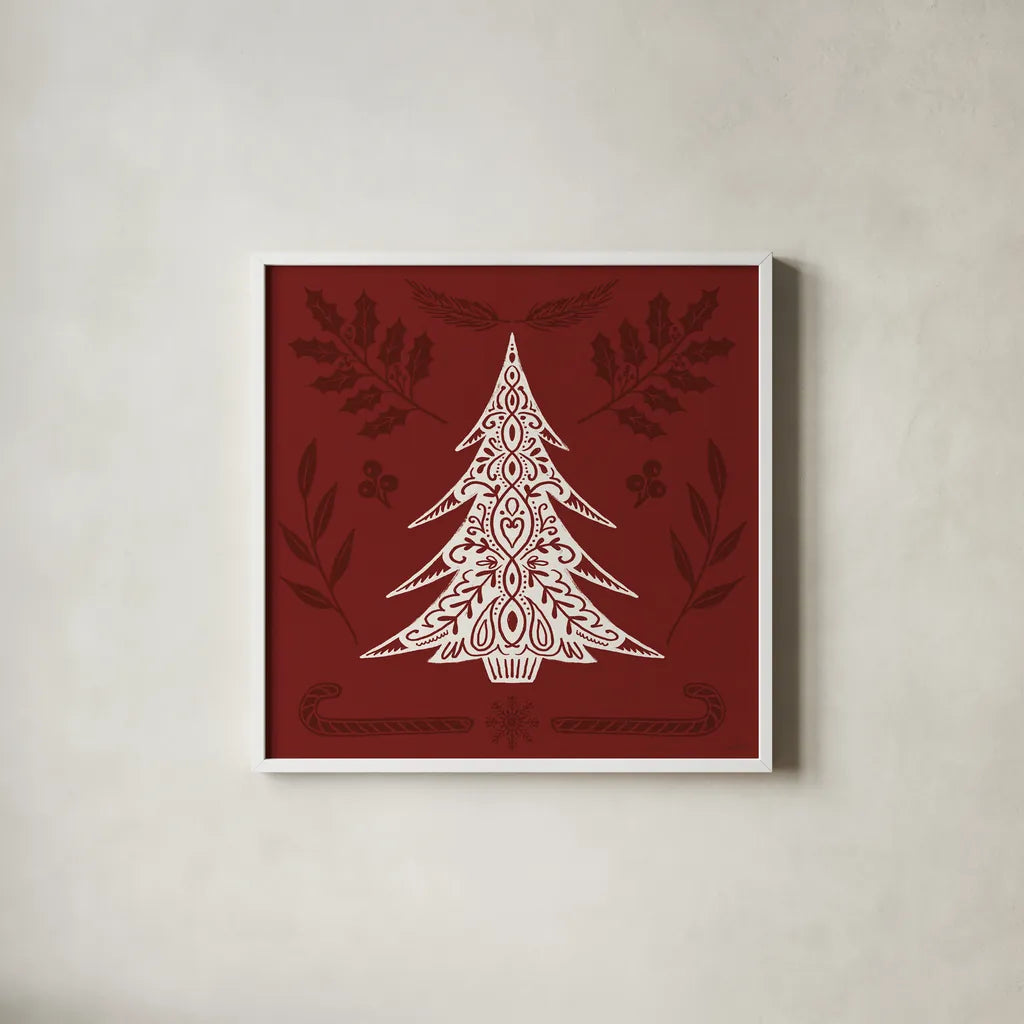Holiday Form IX by Anne Tavoletti. Shown in a crisp white glass frame for a clean and minimalist style. Available as an archival giclee rolled canvas, fine art paper, or poster print. SKU 95881a.
