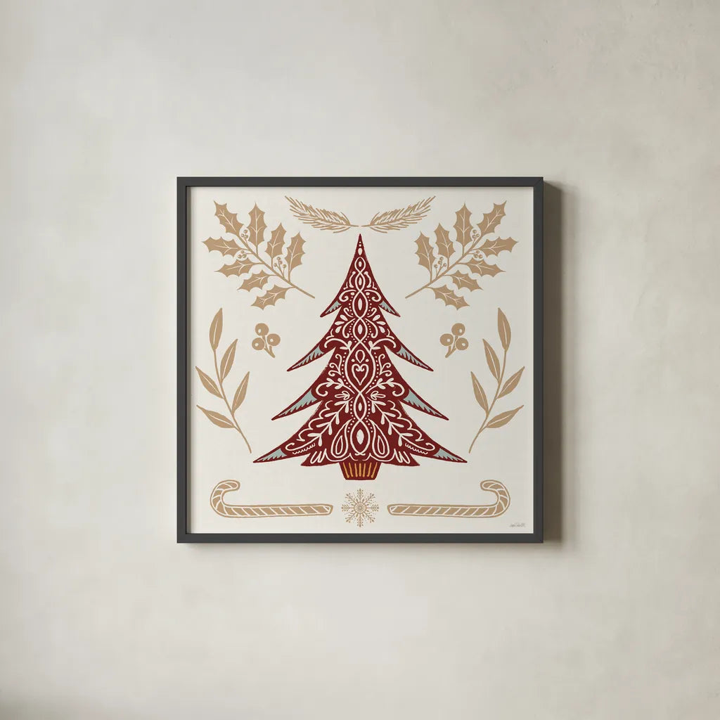 Holiday Form IX Color by Anne Tavoletti. Shown in a sleek black glass frame for a contemporary gallery look. Available as an archival giclee rolled canvas, fine art paper, or poster print. SKU 95882a.