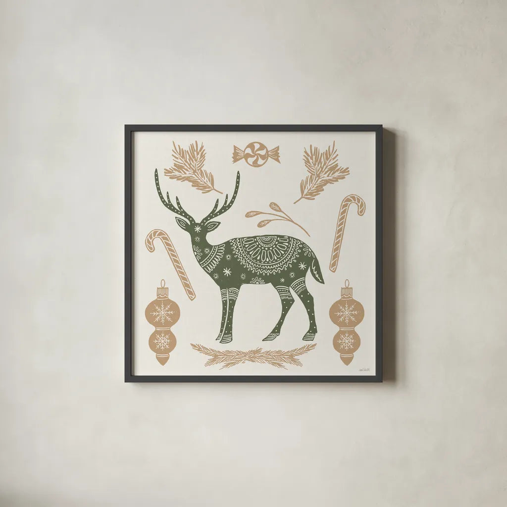 Holiday Form X Color by Anne Tavoletti. Shown in a sleek black glass frame for a contemporary gallery look. Available as an archival giclee rolled canvas, fine art paper, or poster print. SKU 95884a.