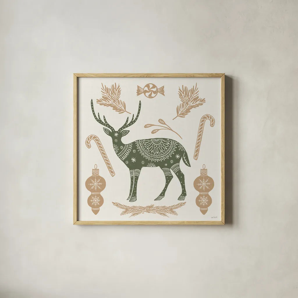 Holiday Form X Color by Anne Tavoletti. Shown in a natural wood glass frame for a timeless modern aesthetic. Available as an archival giclee rolled canvas, fine art paper, or poster print. SKU 95884a.