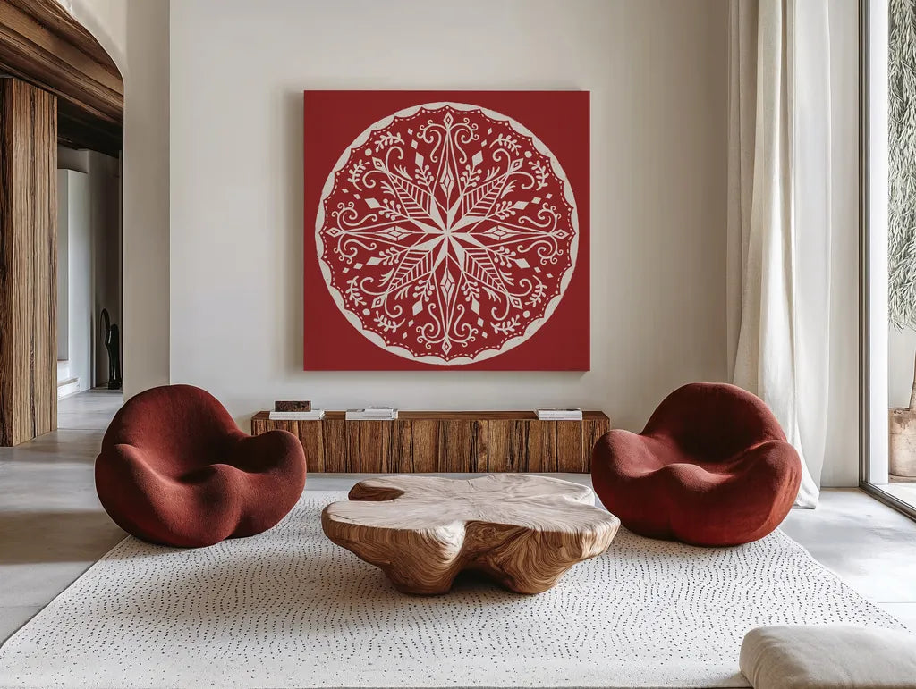 Holiday Form XII by Anne Tavoletti. Shown as extra-large giant wall art in a modern living room. Available as an archival giclee rolled canvas, fine art paper, or poster print. SKU 95887a.