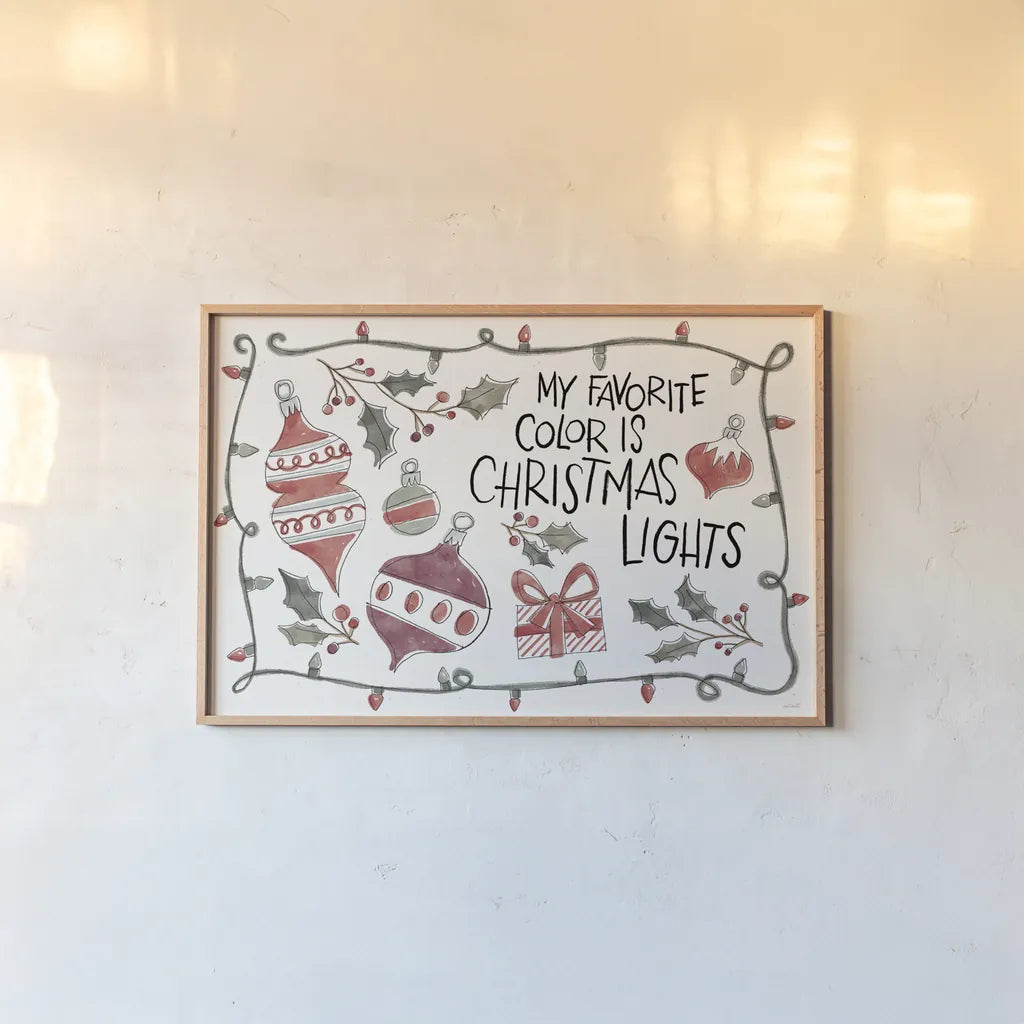 Holiday Fun I by Anne Tavoletti. shown as a paper print in a natural frame. Available as a archival giclee rolled canvas, fine art paper, or poster print. SKU 84455i.