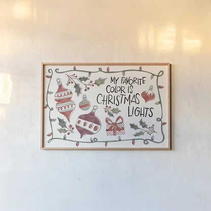 Holiday Fun I by Anne Tavoletti. shown as a paper print in a natural frame. Available as a archival giclee rolled canvas, fine art paper, or poster print. SKU 84455i.