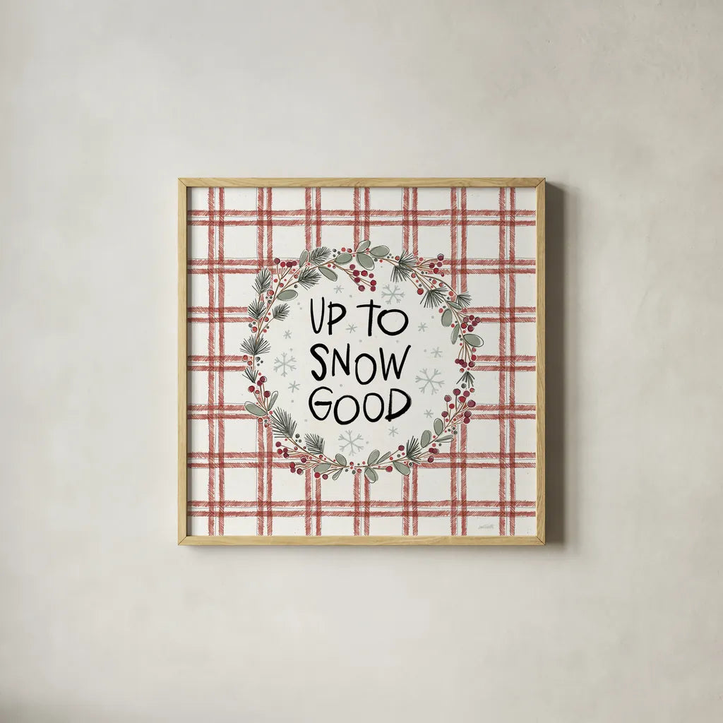 Holiday Fun IV by Anne Tavoletti. Shown in a natural wood glass frame for a timeless modern aesthetic. Available as an archival giclee rolled canvas, fine art paper, or poster print. SKU 84458a.