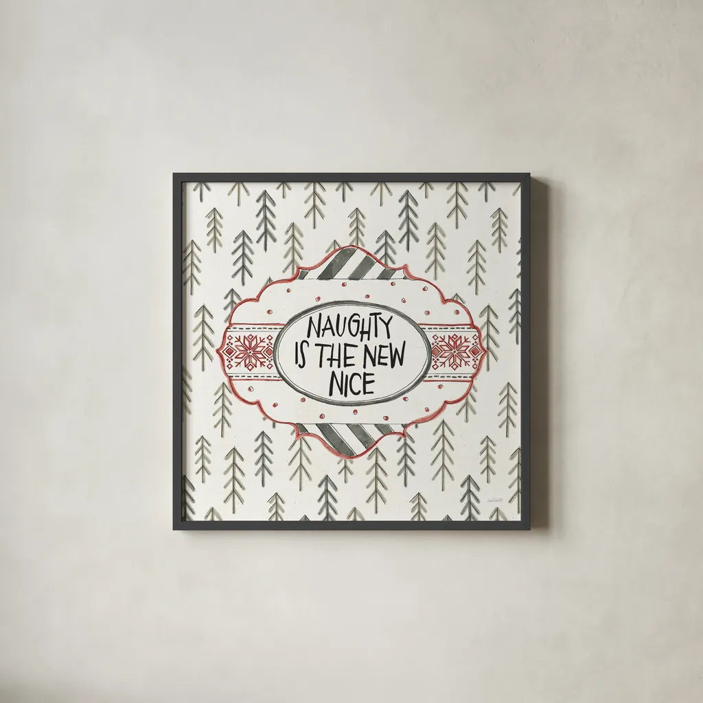 Holiday Fun V by Anne Tavoletti. Shown in a sleek black glass frame for a contemporary gallery look. Available as an archival giclee rolled canvas, fine art paper, or poster print. SKU 84459a.