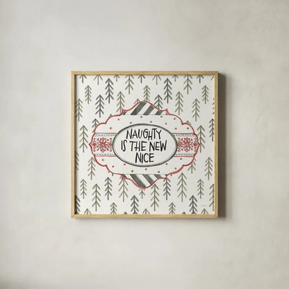 Holiday Fun V by Anne Tavoletti. Shown in a natural wood glass frame for a timeless modern aesthetic. Available as an archival giclee rolled canvas, fine art paper, or poster print. SKU 84459a.