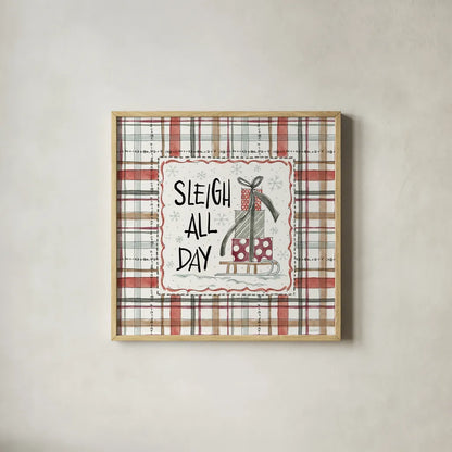 Holiday Fun VI by Anne Tavoletti. Shown in a natural wood glass frame for a timeless modern aesthetic. Available as an archival giclee rolled canvas, fine art paper, or poster print. SKU 84460a.