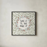 Holiday Fun VII by Anne Tavoletti. Shown in a sleek black glass frame for a contemporary gallery look. Available as an archival giclee rolled canvas, fine art paper, or poster print. SKU 84461a.